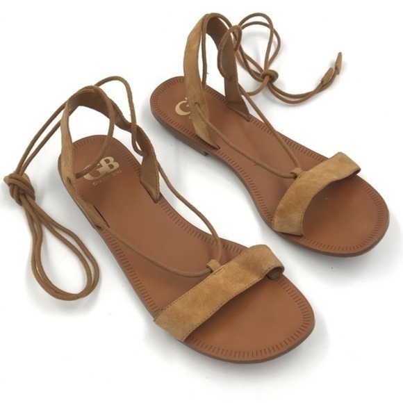 Gianni Bini Tan Leather Ankle Tie Lace Up Sandals Size 8.5 - Picture 3 of 8